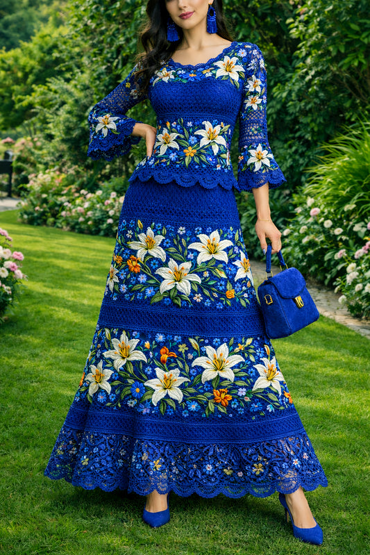 Vestido Largo Bordado 574