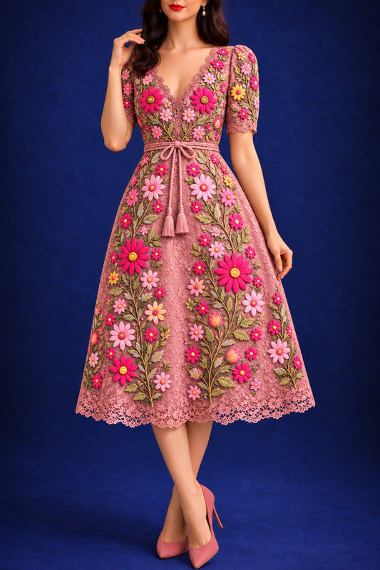 Vestido Corto Bordado 602