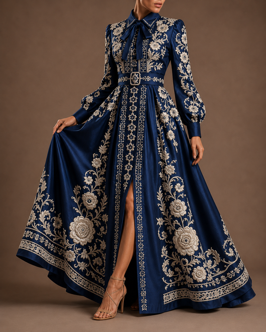 Vestido Largo Bordado 589