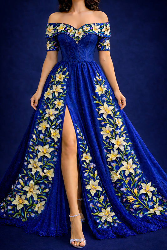 Vestido Largo Bordado 556