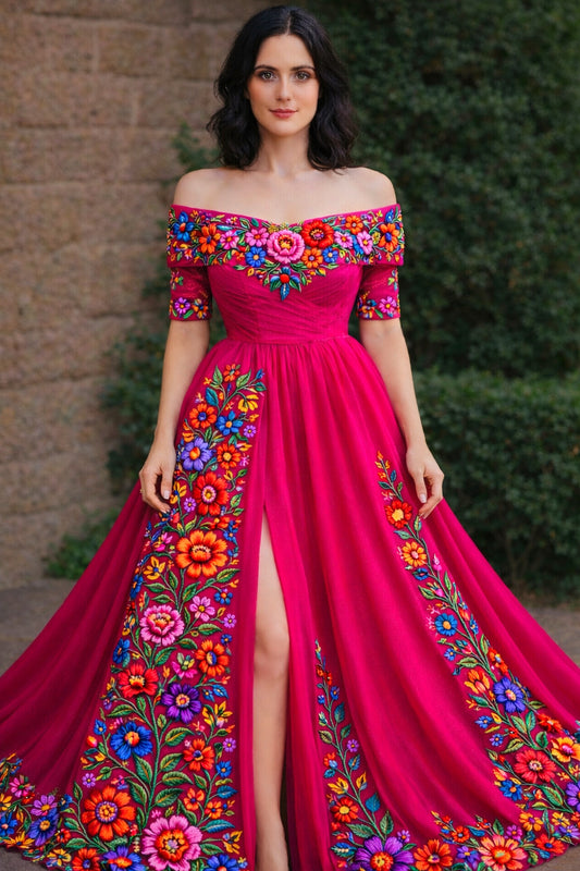 Vestido Largo Bordado 551