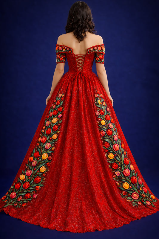 Vestido Largo Bordado 555