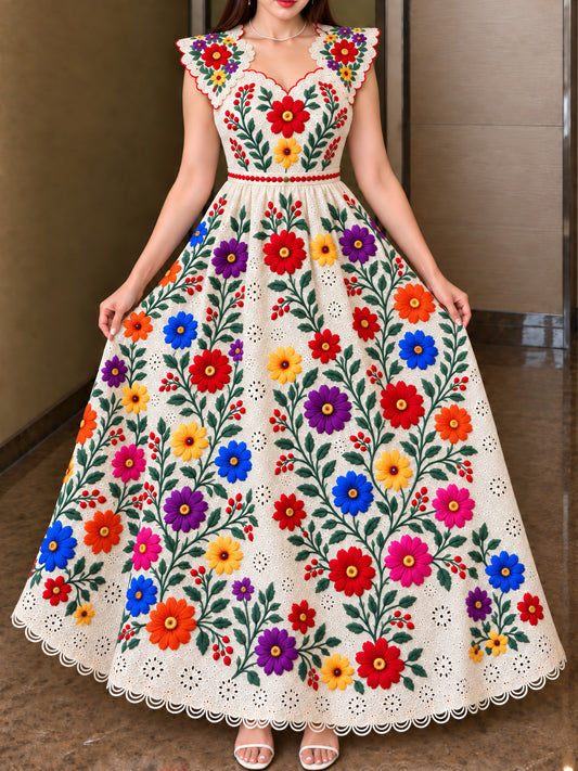 Vestido Largo Bordado 612