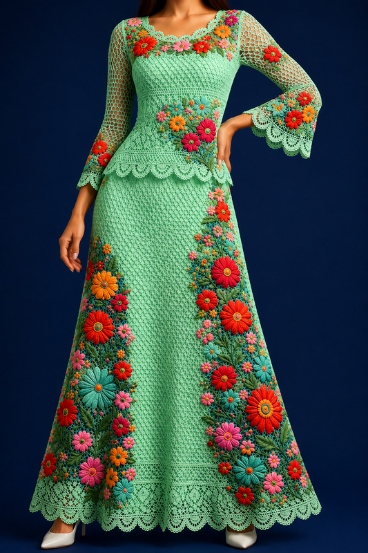 Vestido Largo Bordado 582