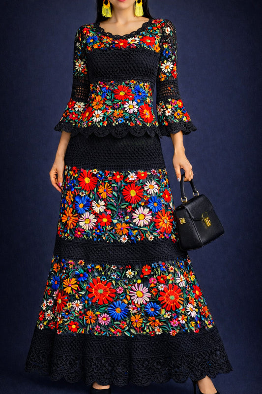 Vestido Largo Bordado 560