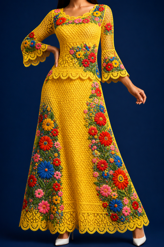 Vestido Largo Bordado 589