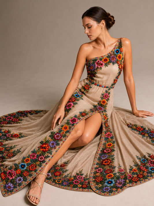 Vestido Largo Bordado 586