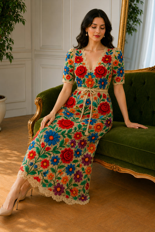 Vestido Largo Bordado 581