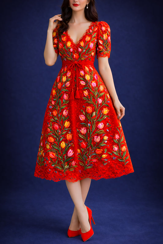 Vestido Largo Bordado 572