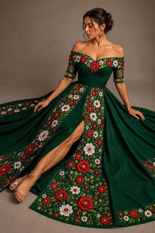 Vestido Largo Bordado 601