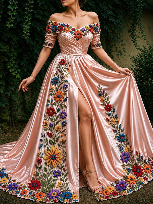 Vestido Largo Bordado 484