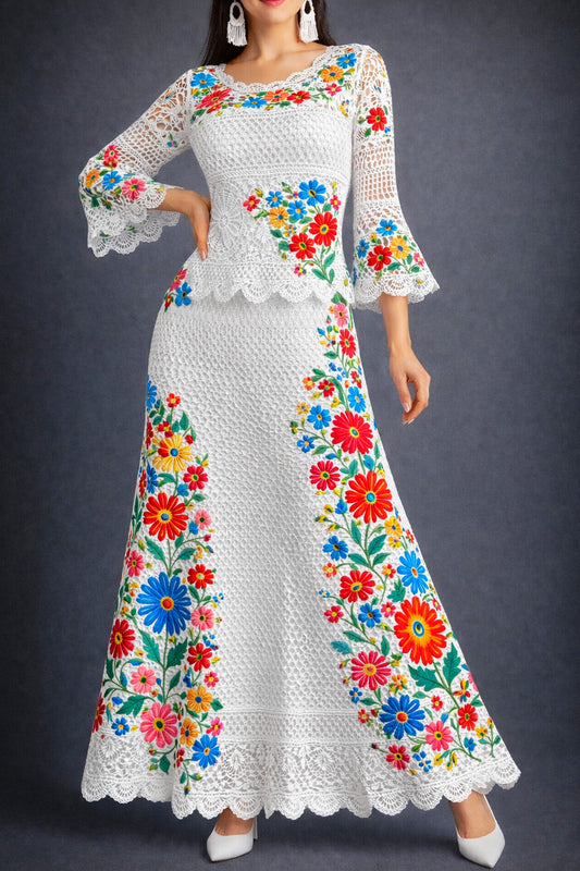 Vestido Largo Bordado 549