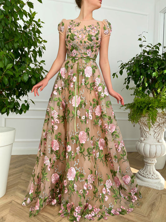 Vestido Largo Bordado 559