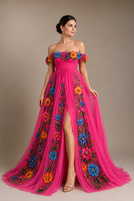 Vestido Largo Bordado 590