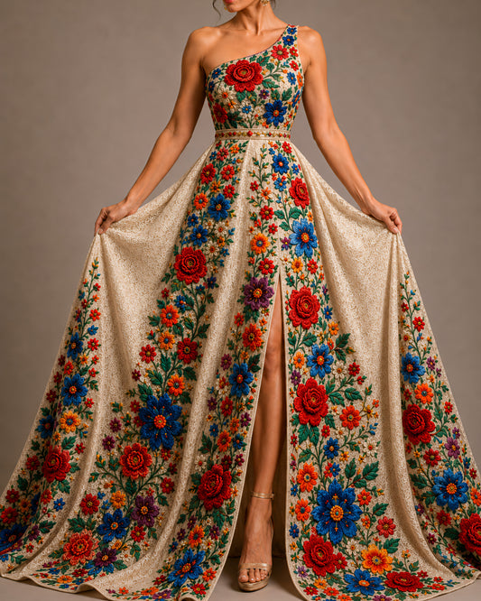 Vestido Largo Bordado 589