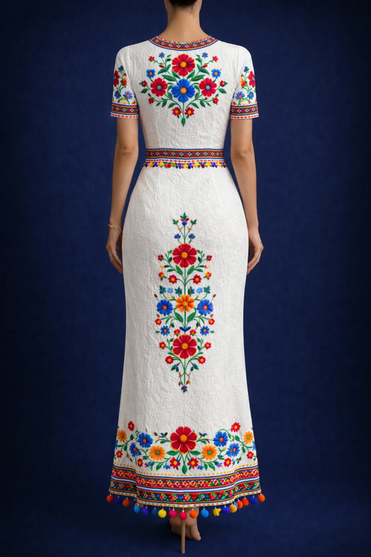 Vestido Largo Bordado 562