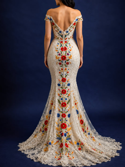 Vestido Largo Bordado 563