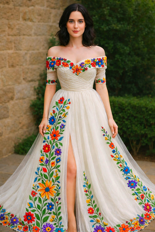 Vestido Largo Bordado 546