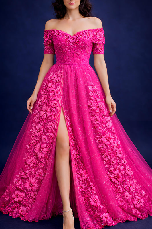 Vestido Largo Bordado 593