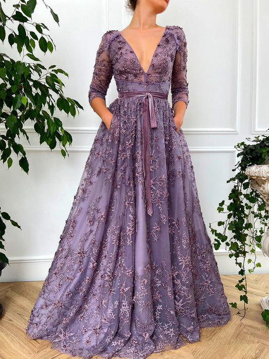 Vestido Largo Bordado 584
