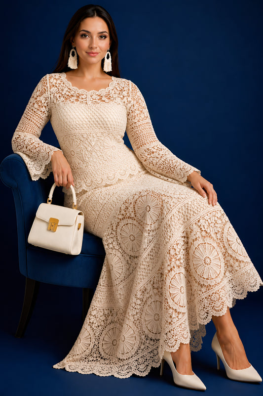 Vestido Largo Bordado 580