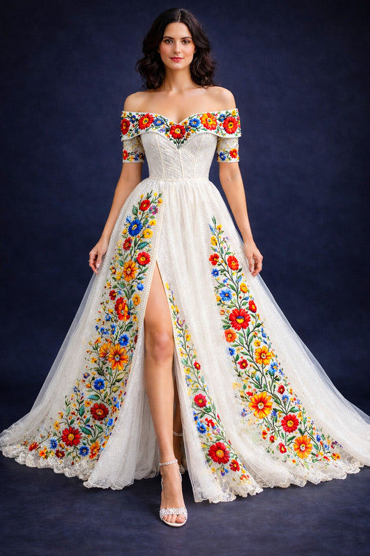 Vestido Largo Bordado 565