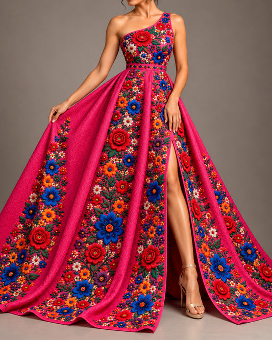 Vestido Largo Bordado 609