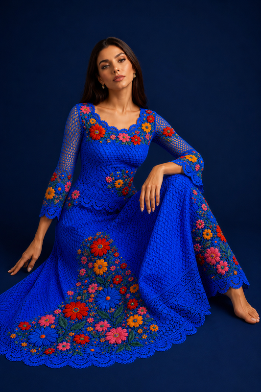 Vestido Largo Bordado 588