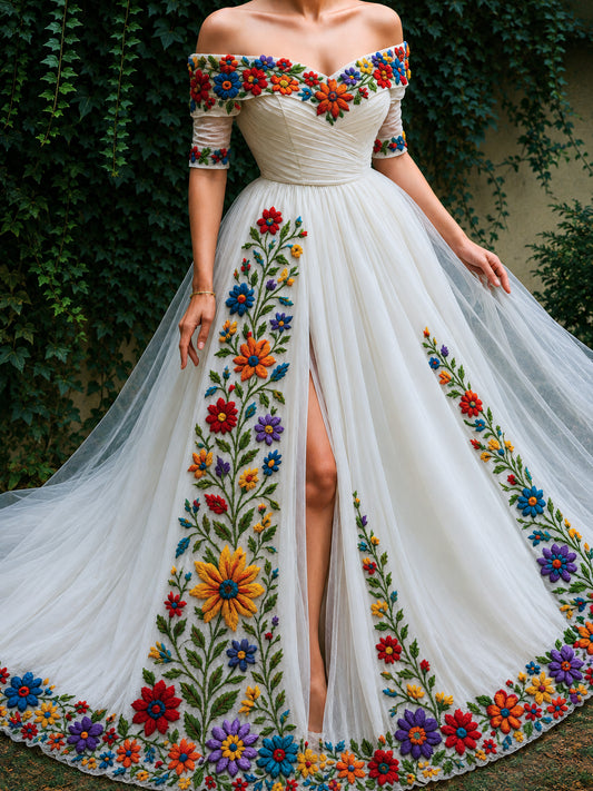Vestido Largo Bordado 565
