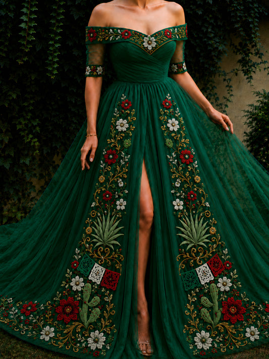 Vestido Largo Bordado 598