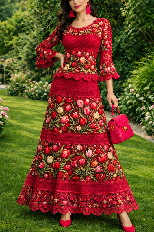 Vestido Largo Bordado 575