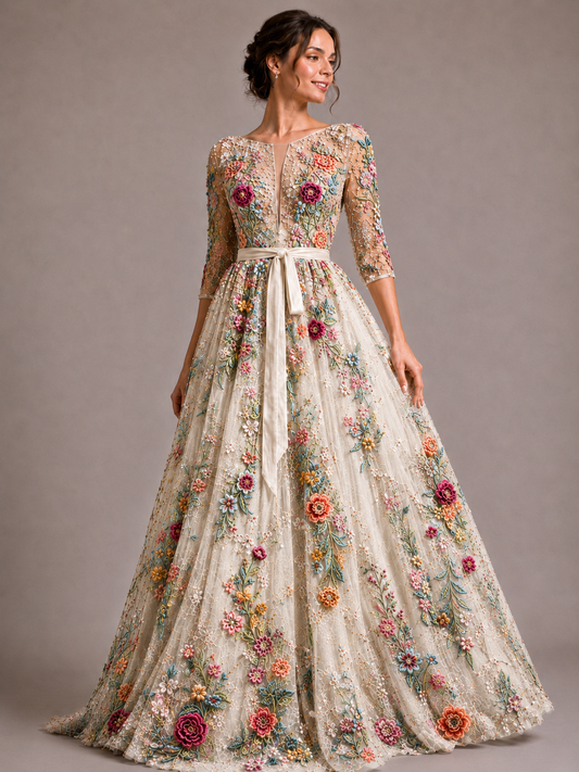 Vestido Largo Bordado 538