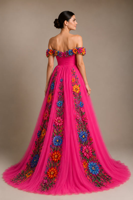 Vestido Largo Bordado 590