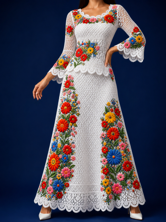 Vestido Largo Bordado 587